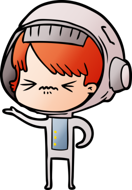 Bir insan tarafından çizilmiş astronot kadın.