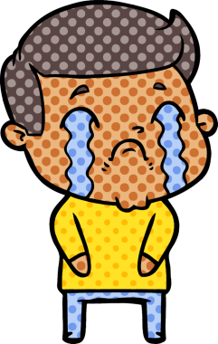 Bir insan tarafından çizilmiş ağlayan çizgi film adamı.