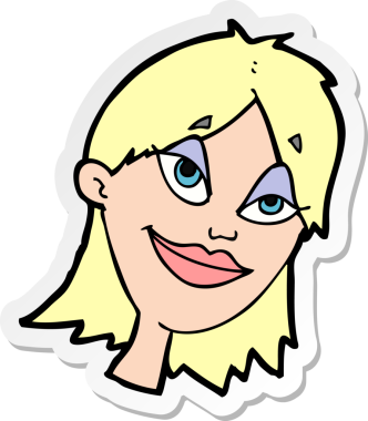 Bir insan tarafından çizilmiş mutlu bir kadının çıkartması.