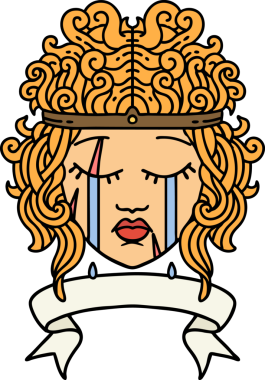 Retro Dövme Tarzı Ağlayan İnsan Barbar Bir insan tarafından çizilmiş pankartıyla