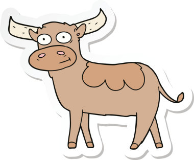 Bir insan tarafından çizilmiş bir çizgi film boğasının çıkartması.