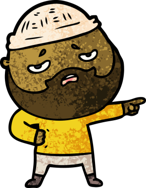 Bir insan tarafından çizilmiş sakallı endişeli bir adam.