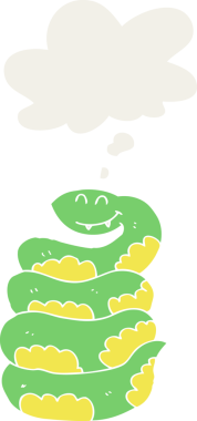 Düşünce baloncuklu çizgi film yılanı insan tarafından çizilmiş.