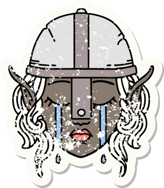 Retro Dövme Tarzı Ağlayan Elf Savaşçısı karakteri bir insan tarafından çizilmiş