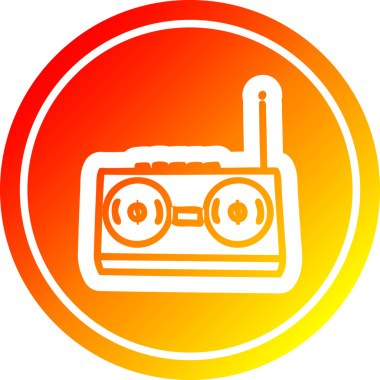 radyo kaset çalar dairesel simge sıcak gradyan bir insan tarafından çizilmiş