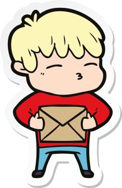 Bir insan tarafından çizilmiş meraklı bir çocuğun çıkartması.