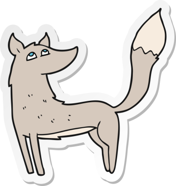 Bir insan tarafından çizilmiş bir kurt çizgi filminin çıkartması.