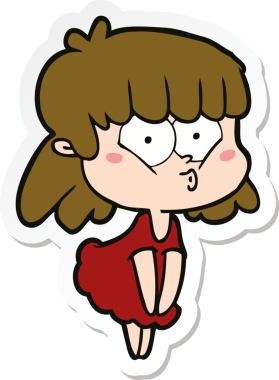 Bir insan tarafından çizilmiş ıslık çalan bir kızın çıkartması.