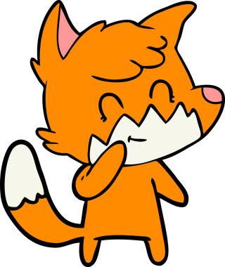 Bir insan tarafından çizilmiş çizgi film dostu tilki.