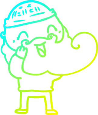 Bir insan tarafından çizilmiş mutlu sakallı bir adamın soğuk hava çizgisi.