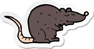 Bir insan tarafından çizilmiş siyah bir farenin çıkartması.