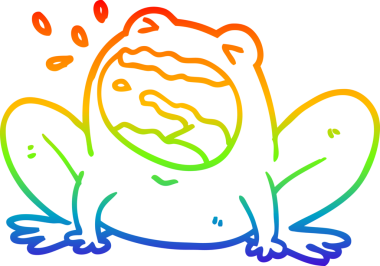 gökkuşağı gradyan çizgi çizimi bir insan tarafından çizilen bağıran bir kurbağa karikatürü