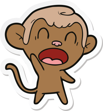 Bir insan tarafından çizilmiş bağıran çizgi film maymunu çıkartması.