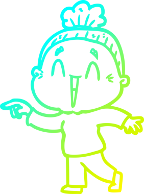 Bir insan tarafından çizilmiş, mutlu, yaşlı bir kadının çizdiği soğuk çizgi.