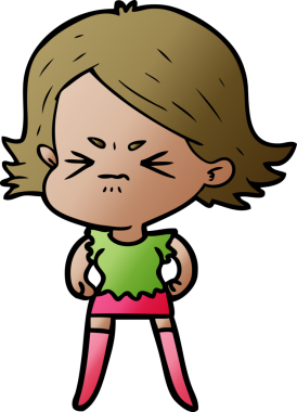 Bir insan tarafından çizilmiş kızgın bir kadın.