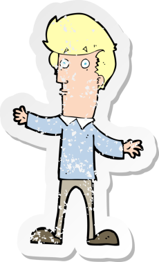 Bir insan tarafından çizilmiş bir karikatürün gerilimli çıkartması.