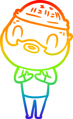 Gökkuşağı gradyan çizgi çizimi bir insan tarafından çizilmiş sakallı bir adamın