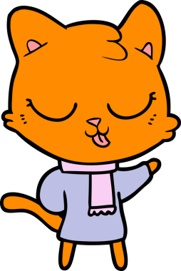 Bir insan tarafından çizilmiş çizgi film kedisi.