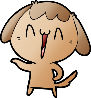 Bir insan tarafından çizilmiş şirin bir çizgi film köpeği.