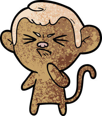 Bir insan tarafından çizilmiş kızgın maymun çizgi filmi.