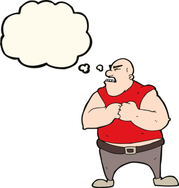 Bir insan tarafından çizilmiş düşünce baloncuğu olan vahşi bir adam.