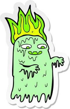 Bir insan tarafından çizilmiş ürkütücü bir hayaletin çıkartması.