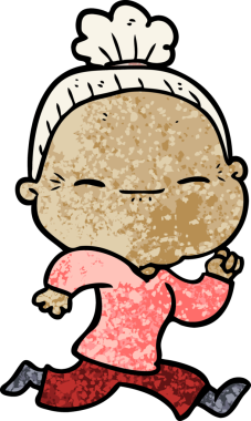 Bir insan tarafından çizilmiş barışçıl yaşlı bir kadın.