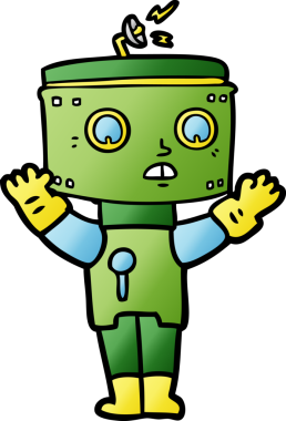 Bir insan tarafından çizilmiş çizgi film robotu