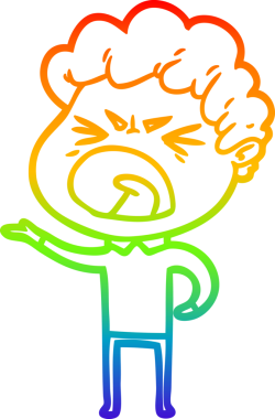 Bir insan tarafından çizilmiş öfkeli bir adamın çizdiği gökkuşağı gradyan çizgisi.