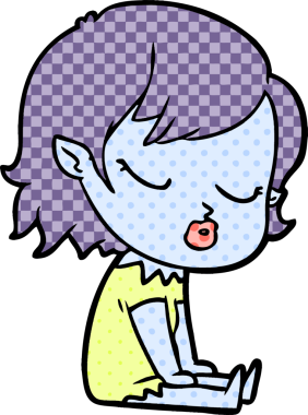 Bir insan tarafından çizilmiş şirin vampir kız çizgi filmi.