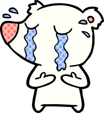 Bir insan tarafından çizilmiş üzgün küçük kutup ayısı çizgi filmi.