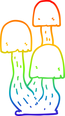 gökkuşağı gradyan çizgi çizimi bir insan tarafından çizilmiş mantar karikatürü