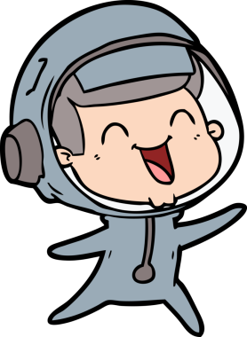 Bir insan tarafından çizilmiş mutlu astronot çizgi filmi.