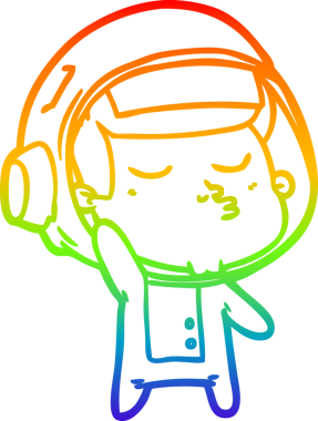 gökkuşağı gradyan çizimi bir çizgi insan tarafından çizilmiş kendinden emin astronot