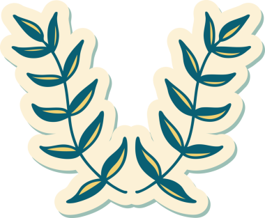 Bir insan tarafından çizilmiş defne defne stili dövme çıkartması.