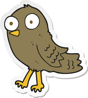 Bir insan tarafından çizilmiş çizgi film kuşunun çıkartması.