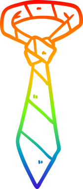 Bir insan tarafından çizilmiş çizgili bir ofis kravatının gökkuşağı gradyanı çizimi