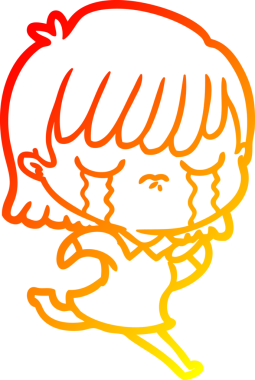 Bir insan tarafından çizilmiş, ağlayan bir çizgi kadın çizimi.