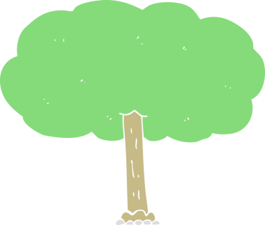 Bir insan tarafından çizilen ağacın düz renk çizimi