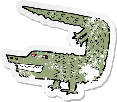 Bir insan tarafından çizilmiş timsah çizgi filminin gerilimli yapıştırması.