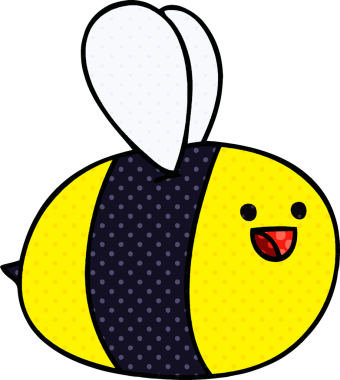 Bir insan tarafından çizilmiş çizgi roman tarzı tuhaf bir yaban arısı.