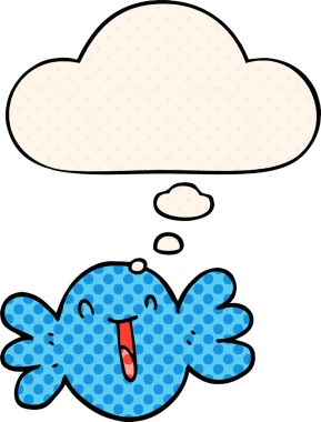 Çizgi roman tarzında bir insan tarafından çizilmiş düşünce balonlu mutlu şekerler.