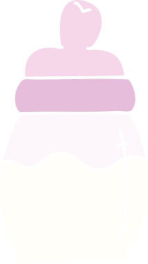 Bir insan tarafından çizilmiş garip çizgi film bebek sütü şişesi.