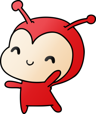 Bir insan tarafından çizilmiş sevimli bir böceğin gradyan çizimi kawaii