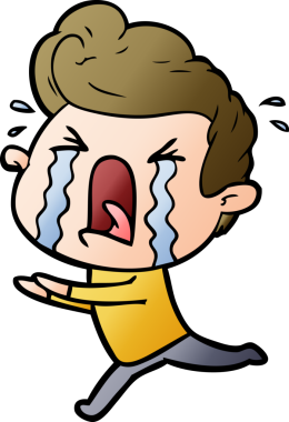 Bir insan tarafından çizilmiş ağlayan bir karikatür.