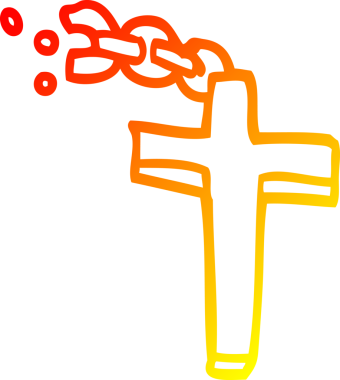 Bir insan tarafından çizilen gümüş haçın sıcak çizgi çizimi