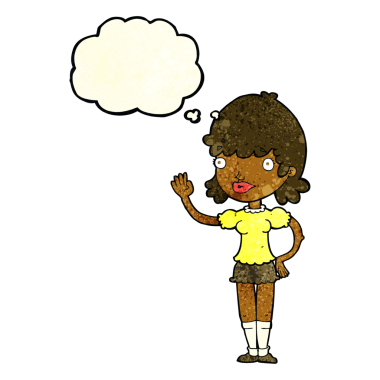 Bir insan tarafından çizilmiş düşünce balonlu bir kadın.