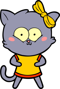 Bir insan tarafından çizilmiş çizgi film kedisi.