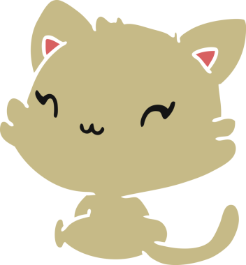 Bir insan tarafından çizilmiş sevimli bir kawaii kedisinin çizimi.