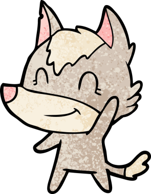 Bir insan tarafından çizilmiş dost canlısı bir kurt.